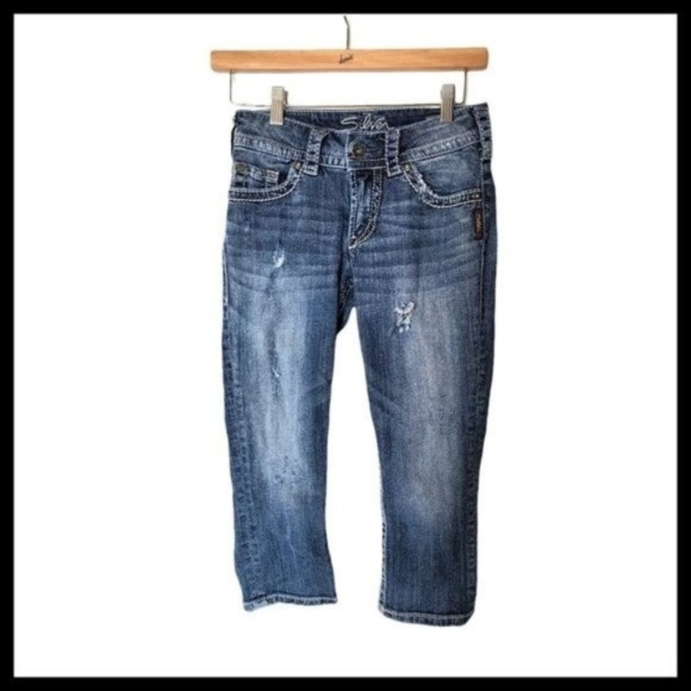 SILVER Jeans SUKI SURPLUS Capri Crop Flap Pocket Thick Stitch Women‎ 25